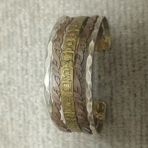 Elegant Gold and Silver Tone Bangle Bracelet